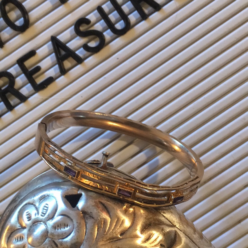 Vintage gold & silver sterling w/Amethyst bracelet